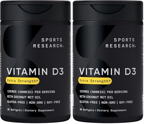 Sports Research® Vitamin D3 2000iu/50mcg with Coconut Oil, 360 Softgels|B017TAU3XM