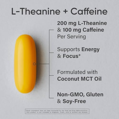 Sports Research® L-Theanine + Caffeine Nootropic Supplement - 60 Softgels|B07MQWJYJ3