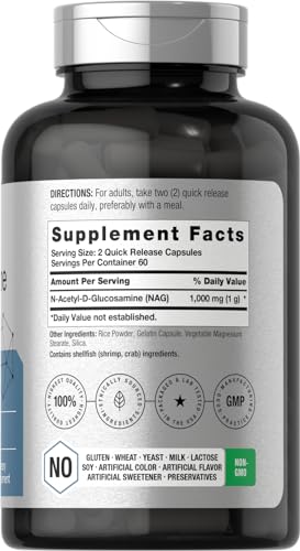 Horbaach N-Acetyl Glucosamine 1000 mg | 120 Capsules | N-A-G Supplement Pills | Non-GMO & Gluten Free|B0CGVW9XCL