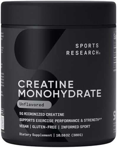 Sports Research® Creatine Monohydrate Powder 5g, Unflavored (100 Servings)|B0CCJZVJYG