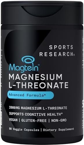 Sports Research® Magnesium L-Threonate 2000mg w/Magtein®, 90 Count|B0B336FCWC
