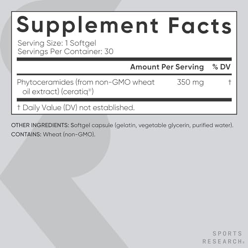 Sports Research® Phytoceramides 350mg w/Ceratiq®, 30 Softgels|B00EEOGIWC