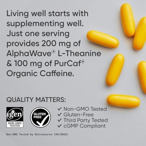 Sports Research® L-Theanine + Caffeine Nootropic Supplement - 60 Softgels|B07MQWJYJ3