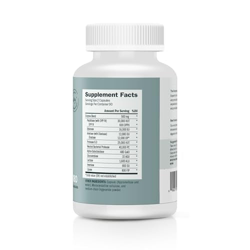 Houston Enzymes TriEnza Digestive Enzymes for Women & Men, Digestive Enzyme Supplements for Proteins, Carbs, Fats & Polyphenols Help Break Down Wheat, Dairy, Soy, 180 Capsules (90 Doses)|B00K61GM7S