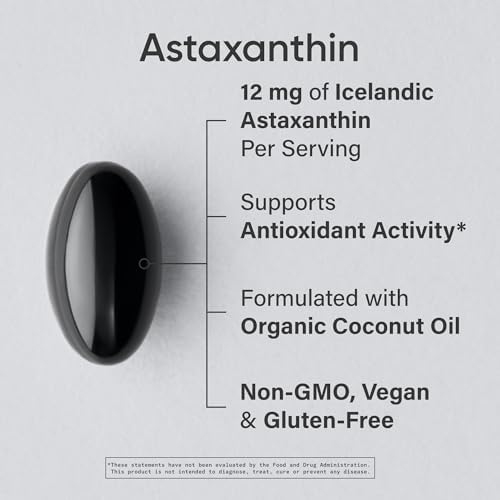 Sports Research® Vegan Astaxanthin 12mg w/Organic Coconut Oil, 60 Count|B00J2GBIU4