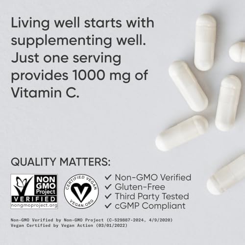 Sports Research® High Potency Vitamin C 1000mg, 240 Count Veggie Capsules|B086PL2D5R