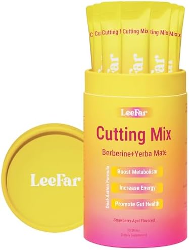 Cutting Drink Mix - Berberine, 5-HTP & Yerba Mate for Satiety Signaling, Metabolism & Gut Health - Strawberry Açaí Flavored, 30 Count|B0GZW5BBG8