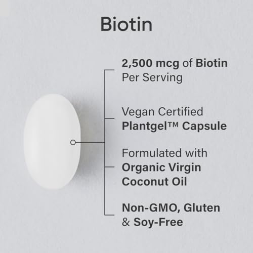 Sports Research® Biotin 2,500mcg w/Coconut Oil, 120 Count Plantgels™|B07Q4SJ8S1