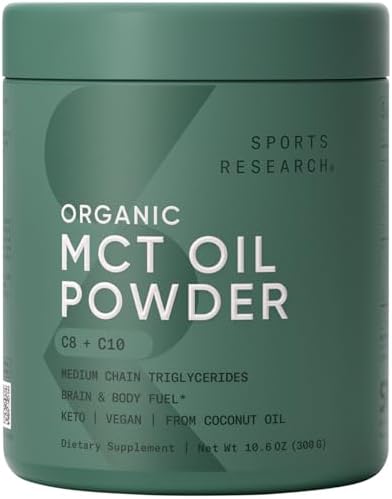Sports Research® Organic Coconut MCT Oil Powder, Unflavored (10.6oz)|B06XRKBD7X