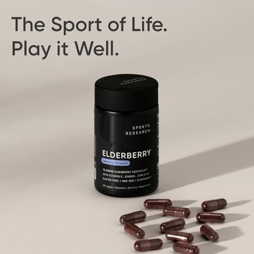 Sports Research® Elderberry Immunity Formula w/Zinc, 60 Count|B0861HZD7G