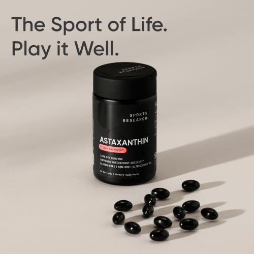 Sports Research® Icelandic Astaxanthin 12mg w/Coconut Oil, 60 Softgels|B07V574YYY