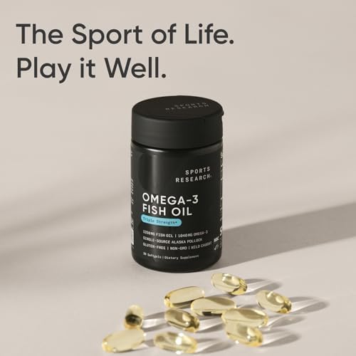 Sports Research® Omega-3 Fish Oil 1250mg from Wild Alaska Pollock, 30 Count|B07M9H5JGM