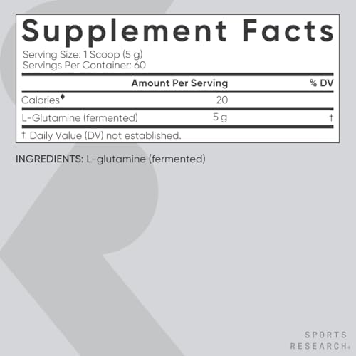 Sports Research® L-Glutamine Powder 5g, Unflavored (10.58oz)|B0CCJZY4C2