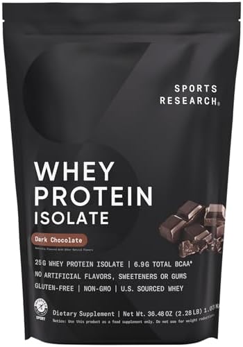 Sports Research® Whey Protein Isolate Powder Dutch Chocolate, 5.42lb Bag|B08PYB6SY9