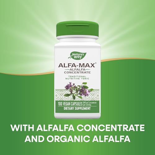 Nature's Way Alfa-Max - Alfalfa Supplement - Alfalfa Leaf, Stem & Flower - Gluten Free & Vegan - 100 Capsules|B005P0MJI6