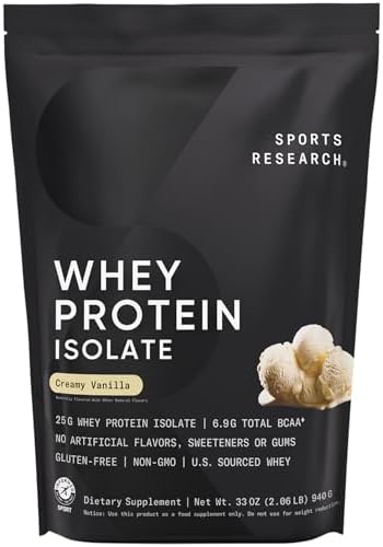Sports Research® Whey Protein Isolate Powder Dutch Chocolate, 5.42lb Bag|B08PYB6SY9
