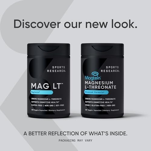 Sports Research® Magnesium L-Threonate 2000mg w/Magtein®, 90 Count|B0B336FCWC