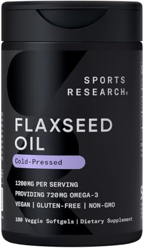 Sports Research® Vegan Flaxseed Oil 1200mg, 180 Plantgels™|B06XV2DW3M