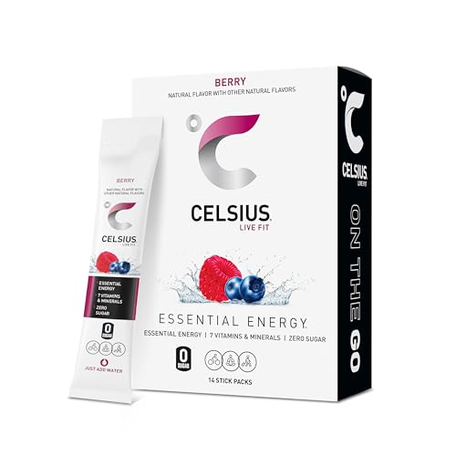 CELSIUS On The Go Blueberry Lemonade, Sugar Free Energy Drink Mix (14 Sticks per Pack)|B0CJVS18JS