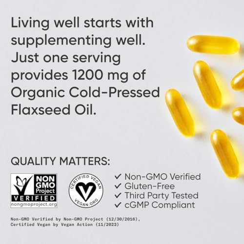 Sports Research® Vegan Flaxseed Oil 1200mg, 180 Plantgels™|B06XV2DW3M