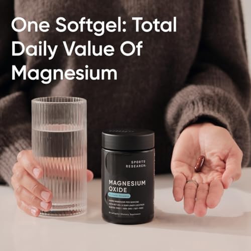 Sports Research® Magnesium Oxide 420mg w/Coconut MCT Oil, 90 Softgels|B0CWS9SHFM