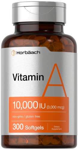 Horbäach Vitamin A 10000 IU Softgels | 300 Count | Non-GMO, Gluten Free Supplement|B07M94C929
