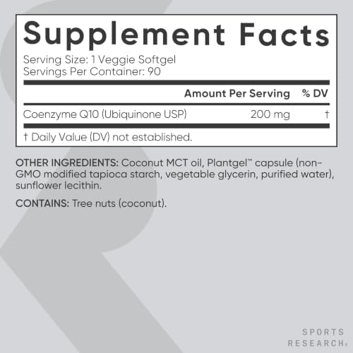 Sports Research® CoQ10 200mg, 90 Count Plantgels™|B0CCX5T12K