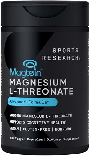 Sports Research® Magnesium L-Threonate 2000mg w/Magtein®, 90 Count|B0B336FCWC