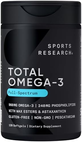 Sports Research® Total Omega-3 Fish Oil 2200mg w/Astaxanthin, 120 Count|B083G9K6M5