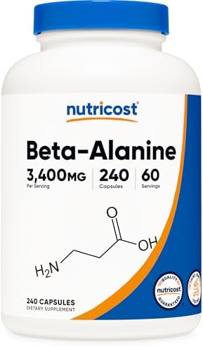Nutricost Beta-Alanine Capsules 3400mg, 240 Capsules (60 Serv) - Potent Beta Alanine, Gluten Free & Non-GMO, 850mg Per Cap|B07XZL1ZQS