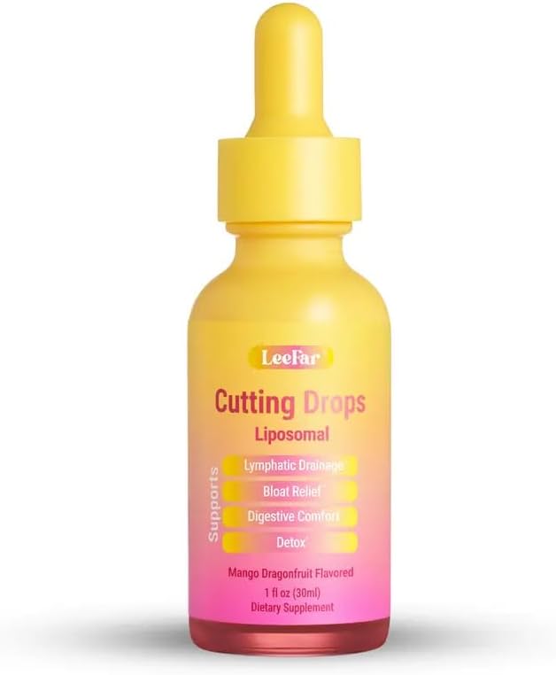 Cutting Drops, Liposomal Herbal Drops for Lymphatic Support, Digestive Comfort & Occasional Bloating Relief, Mango Dragon Fruit Flavor, Alcohol-Free Liquid Supplement, 1 fl oz / 30 Servings|B0H55RFFTP