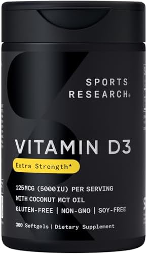 Sports Research® Vitamin D3 2000iu/50mcg with Coconut Oil, 360 Softgels|B017TAU3XM