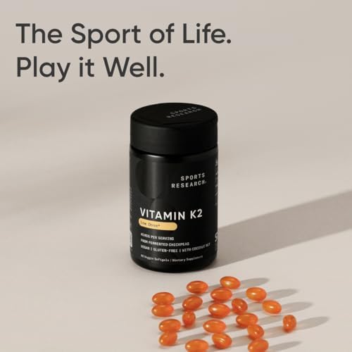 Sports Research® Vitamin K2 (MK-7) 45mcg w/Coconut MCT Oil, 90 Count|B0CKKRTH1L