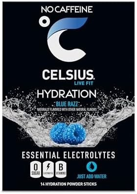 CELSIUS Hydration™ Blue Razz, Sugar Free Electrolyte Hydration Drink Mix (Pack of 14)|B0DS2VNSJC