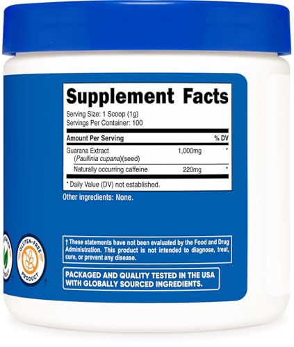 Nutricost Guarana Extract Powder 100 Grams - Natural Brazilian Herbal Caffeine/Energizer Supplement|B081THJL6F
