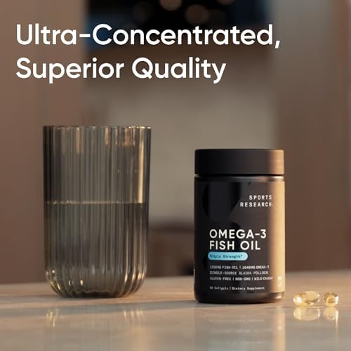 Sports Research® Omega-3 Fish Oil 1250mg from Wild Alaska Pollock, 90 Count|B07DX89ZHN