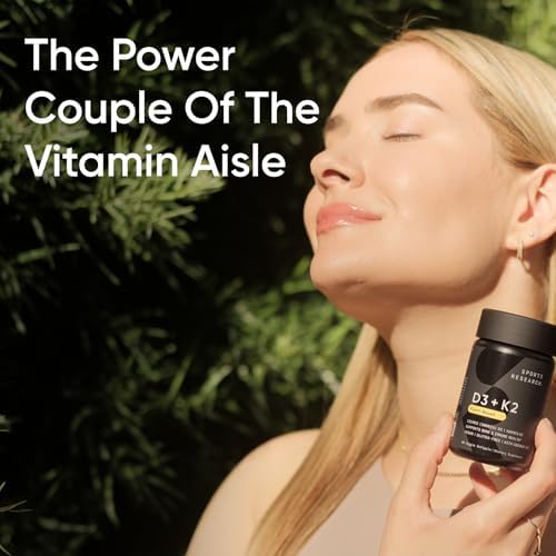 Sports Research® Vegan Vitamin D3 + K2 w/Coconut Oil, 60 Count Plantgels™|B0CK439Z95