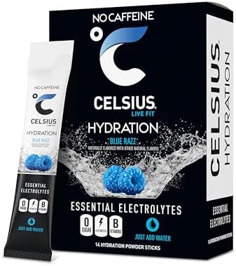 CELSIUS Hydration™ Blue Razz, Sugar Free Electrolyte Hydration Drink Mix (Pack of 14)|B0DS2VNSJC