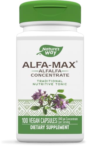 Nature's Way Alfa-Max - Alfalfa Supplement - Alfalfa Leaf, Stem & Flower - Gluten Free & Vegan - 100 Capsules|B005P0MJI6