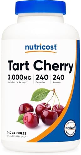 Nutricost Tart Cherry Extract 3000mg Equivalent (from 300mg of 10:1 Extract), 240 Vegetarian Capsules - Gluten Free, Non-GMO|B07TD6KJS3