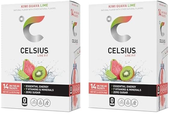 CELSIUS® On-the-Go Powder Sticks Watermelon Ice, Essential Energy 2.5 Oz (14 Sticks per Pack)|B0CWJQTH2Z