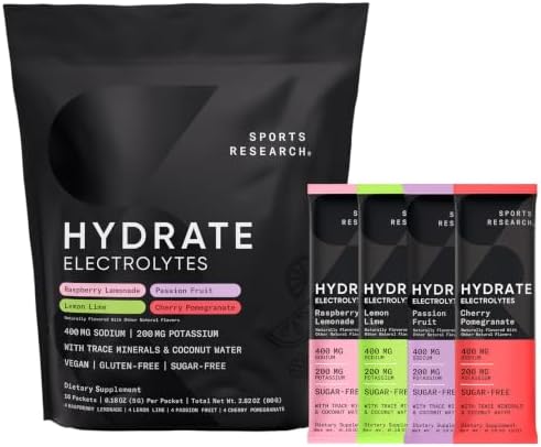 Sports Research® Hydrate Electrolytes, 16 Variety Packets|B0CTLS64RQ