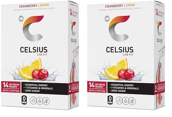 CELSIUS On The Go Cranberry Lemon, Sugar Free Energy Drink Mix (14 Sticks per Pack)|B07D14JQLG