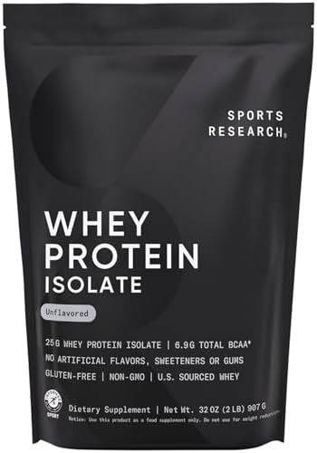 Sports Research® Whey Protein Isolate Powder, Dutch Chocolate, 2.26lb Bag|B0CRGMRTFR