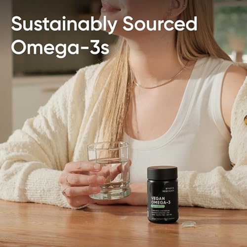Sports Research® Vegan Omega-3 Algae Oil 1020mg, 60 Count Plantgels™|B0842DJJYC