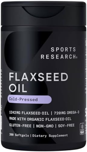 Sports Research® Organic Flaxseed Oil 1242mg, 200 Softgels|B0D4J5MS3Q