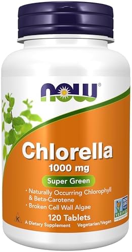 NOW Foods Supplements, Chlorella 1000 mg with naturally occurring Chlorophyll, Beta-Carotene, mixed Carotenoids, Vitamin C, Iron and Protein, 60 Tablets|B0013OXCPW