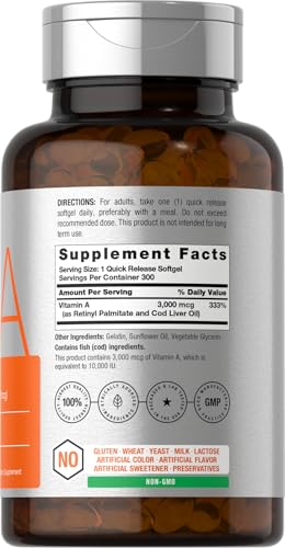 Horbäach Vitamin A 10000 IU Softgels | 300 Count | Non-GMO, Gluten Free Supplement|B07M94C929