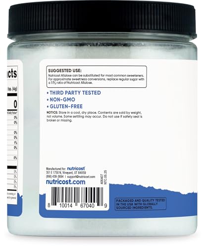 Nutricost Allulose Sweetener (1 LB) - KETO Sugar, 0 Calorie, Low Carb, Natural Sugar Alternative, Crystalline Powder|B07VLPB3NY