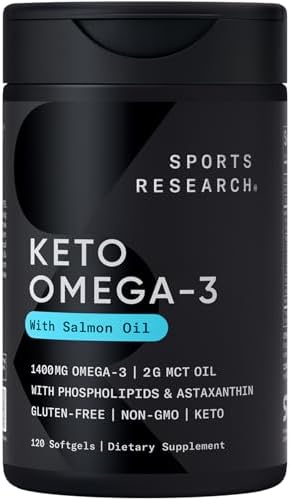 Sports Research® Keto Omega-3 Fish Oil 1400mg, 120 Softgels|B07NXYCNQN